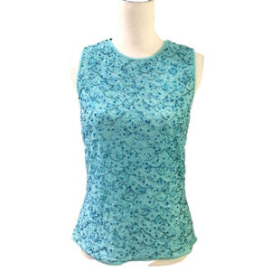 𝅺ESCADA Vintage '90s Sleeveless Turquoise Beaded Shell Top M